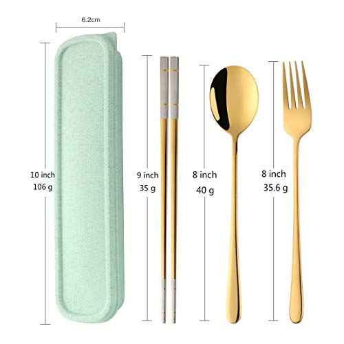 3 PCS Stainless Steel Travel Camping Flatware Set Fork Spoon Chopsticks with Portable Case