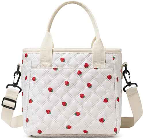 Cute Strawberry Lunch Box for Women Lunch Bags for Work Small Insulated LunchBag for Picnic Travel Shopping