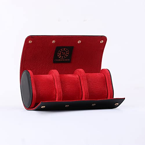 Genuine Napa Leather Watch Roll Travel Case for 3 Watches