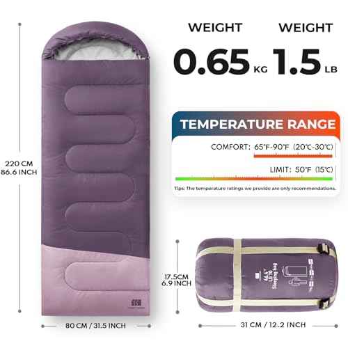 Lightweight Warm Weather Sleeping Bag for Adults