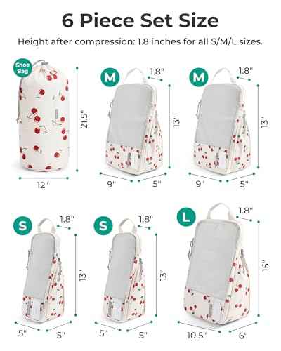 6 Set Compression Packing Cubes for Travel (6 Count)