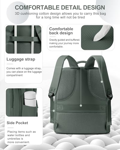 Large Travel Backpack Carry On for Women Man Waterproof Gym Backpacks Mochila de Viaje Teacher Travel Bag Essentials Personal Item Backpack Rucksack Airplane Accessories Must Haves Olive Green