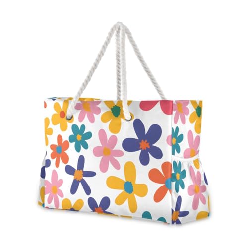 Large Beach Bags Totes Canvas Tote Shoulder Bag Soft Wave Water Resistant Bags for Gym Travel Daily Ocean