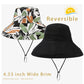 Womens Sun Hats Wide Brim Reversible Bucket Cotton Hat Packable Summer Travel Cap with Hat Clip