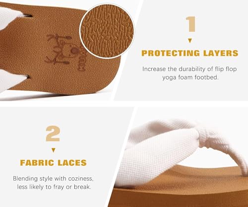 Flip Flops for Women Arch Support Summer Pool Sandals White Size 8.5