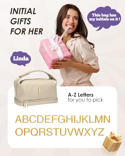 Women Gifts Initial Makeup Bag with Handle