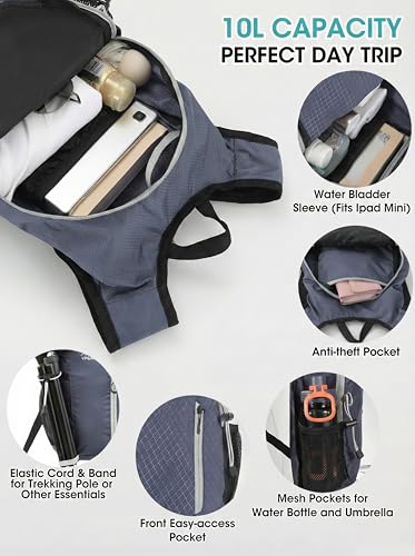 Foldable Small Hiking Backpack with 3 Strap Pockets