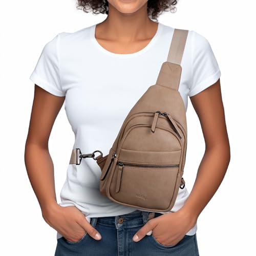 Large Sling Bag for Women Crossbody Purse Leather Fashionable Trendy Chest Bag for Travel