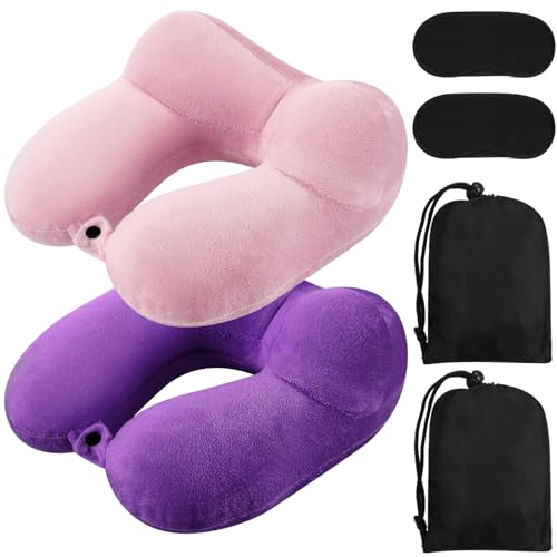 2 Inflatable Neck Pillow Airplane Travel (2 Count)
