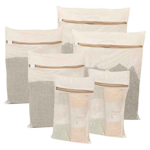 6-Piece Bag, Durable Cotton Mesh Laundry Bag, Sturdy Zipper, Breathable Mesh, Exquisite Laundry Bag for Underwear, Clothes, Pants, Shoes and Socks (5.99 Count)