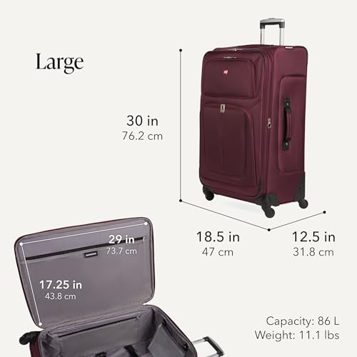Sion Softside Expandable Spinner Luggage Durable Lightweight Travel Suitcase (3 Count)