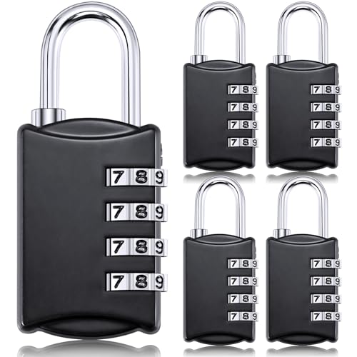 5 Pcs 4 Digit Combination Locks Small Combo for Luggage (5 Count)