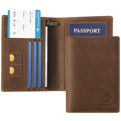 Leather Passport Cover for Men Women