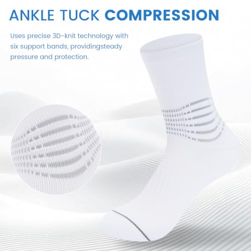 Crew Compression Socks for Women Men with Ankle Arch Support Plantar Fasciitis Relief 3 Pairs