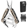 Multitool, 22-in-1 Stainless Steel Pliers with Screwdriver Sleeve, Desert Steel Handle, Self-locking Knife with Sheath-Perfect for Outdoor, Survival, Camping, Hiking, Simple Repair