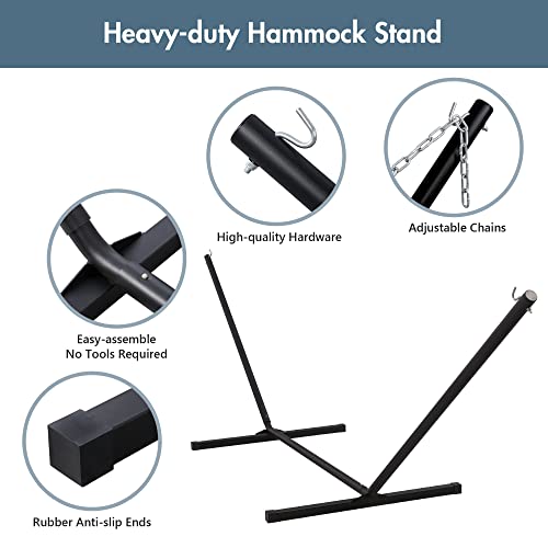 Double Hammock with 12 Feet Heavy Duty Steel Stand Combo