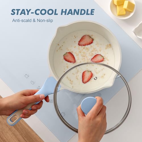 Ceramic Nonstick Saucepan with Double Pouring Spout