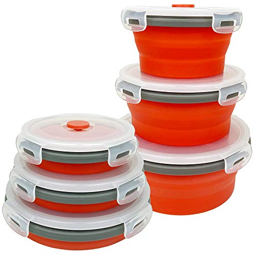 Red Silicone Collapsible Food Storage Containers (3 Count)
