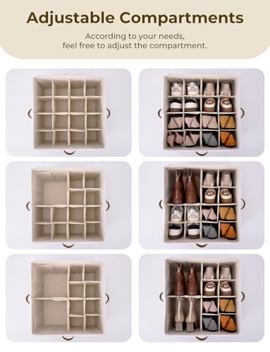 16 Pair Fabric Shoe Storage Box for Closet