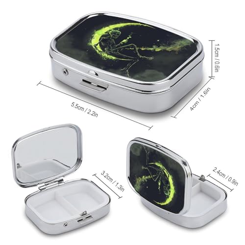 Metal 2 Compartment Pill Organizer Travel Friendly Portable Compact Pill Box Cute Pill Case to Hold Vitamins