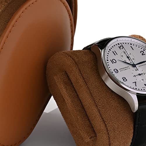 Brown Leather 2 Watch Roll Travel Case for Men