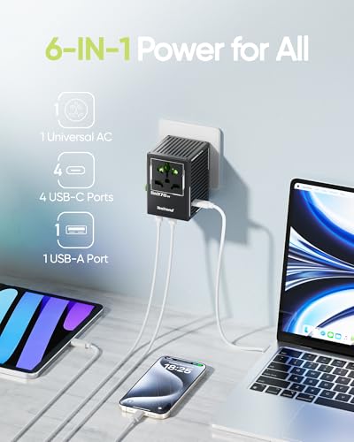 70W Universal Travel Adapter with 4 USB