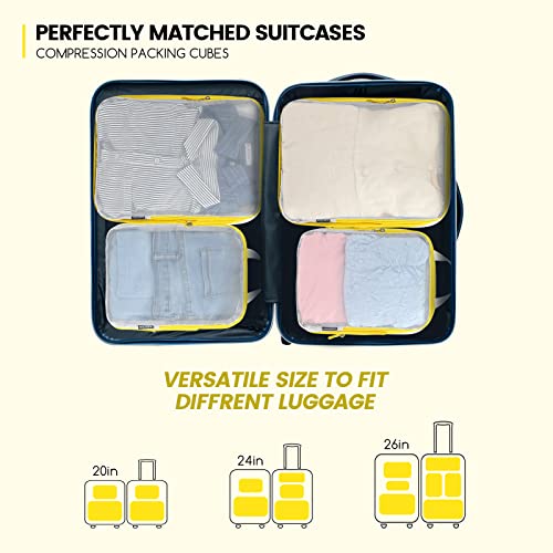 Premium Compression Packing Cubes with See Through Mesh for Suitcases (7 Count)