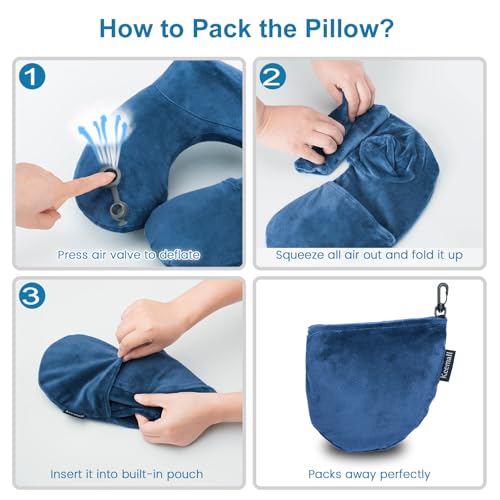 Inflatable Travel Neck Pillow for Airplane to Relieve Neck Pain