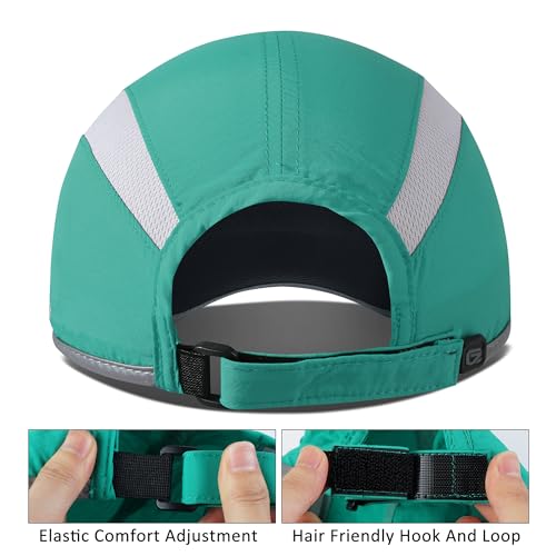 Baseball Cap Nylon Running Cap Outdoor Sports Hat for Men Women Adjustable Quick Drying Reflective Foldable UPF50+ Breath Mesh Water Repellency Race Performance Lightweight Green