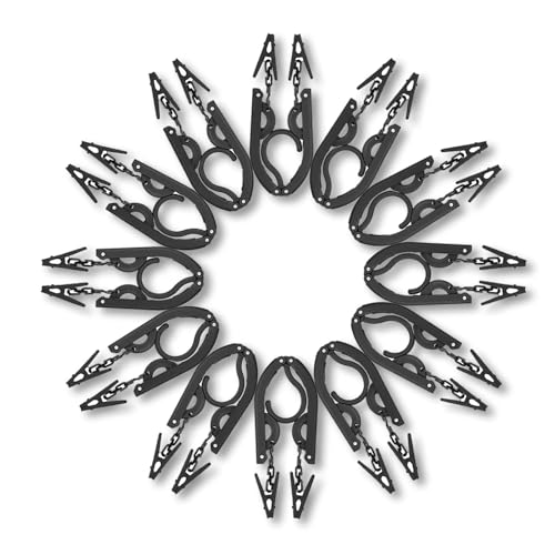 12pcs Black Travel Hangers with 24pcs Clips Foldable for Suitcase (12 Count)
