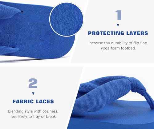Flip Flops for Women Arch Support Summer Beach Sandals Blue Size 6