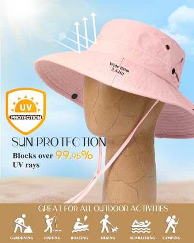 Sun Hats for Women Ponytail Wide Brim Summer Packable Cowboy Hat
