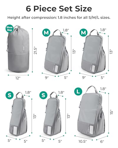 6 Set Compression Packing Cubes for Travel (6 Count)