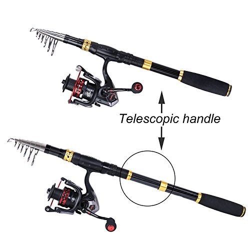 Fishing Rod Combos with Telescopic Fishing Pole Spinning Reels Fishing Carrier Bag for Travel Saltwater Freshwater Fishing