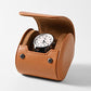Single Leather Watch Roll Travel Case Brown