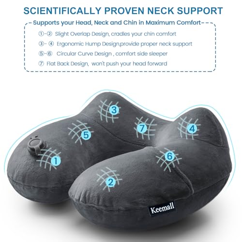 Inflatable Neck & Shoulder Travel Pillow for Airplane Naps