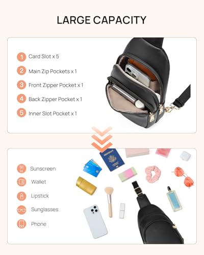 Crossbody Bags for Women Leather Sling Bag for Woman Travel Black