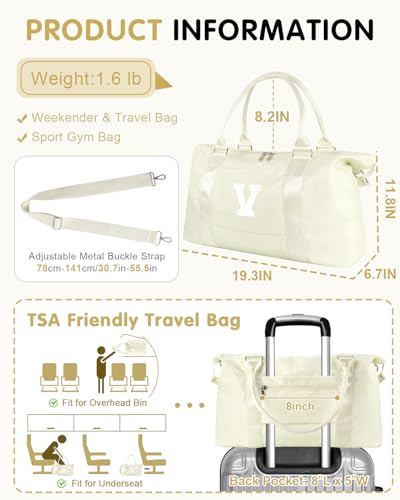 Initial Travel Duffel Bag Sports Gym Bag for Kids Teen Birthday Gifts