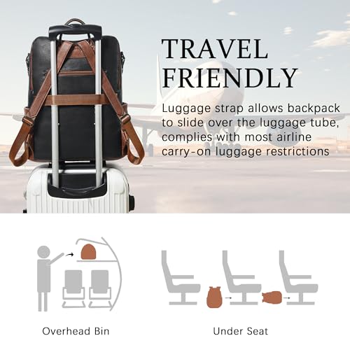 Vegan Leather Laptop Backpack for Women 15.6 inch Work Backpack Fashion Travel Backpack Purse for Business College