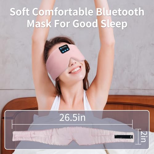 Sleep Headphones Bluetooth Sleep Mask Silk Kids Children Headband Earphones Bluetooth Eye Mask for Sleeping On Side Blackout Soft Sleep Earphones Music Eye Cover