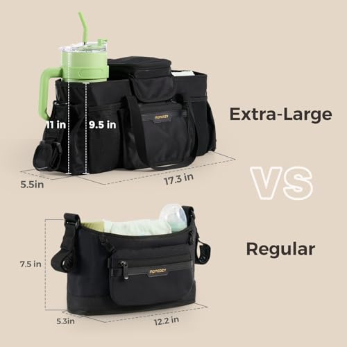 Extra Large Stroller Organizer Max with 2 Insulated Cup Holders