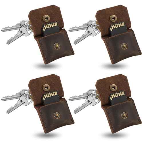Genuine Leather SD Card Holder Keychain