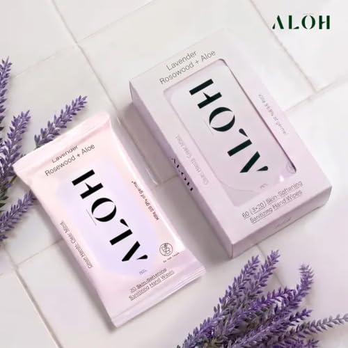 ALŌH Lavender Rosewood + Aloe Hand Sanitizer Wipes (60 Count)
