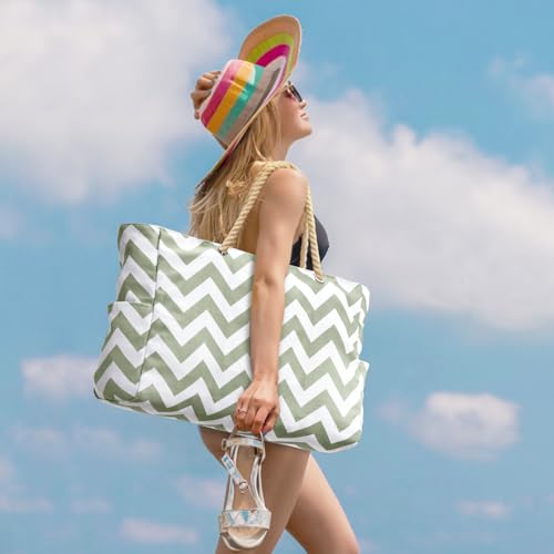 Beach Bags for Women Large Waterproof Beach Tote Bag Zipper Beach Bags Waterproof Sandproof Swim Pool Bag Large Tote