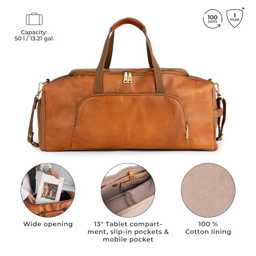Vintage Genuine Leather Duffle Bags For Men Denver XL