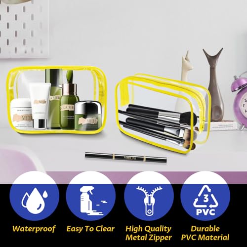 16 Pieces Clear Makeup Bag PVC Zippered Clear Toiletry Carry Pouch Portable Cosmetics Bag Waterproof Makeup Bag Vinyl Plastic Organizer Case for Travel Vacation Bathroom