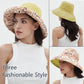 Womens Sun Hats Wide Brim Reversible Bucket Cotton Hat Packable Summer Travel Cap with Hat Clip