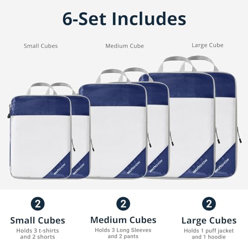 6 Set Compression Packing Cubes for Travel (6 Count)
