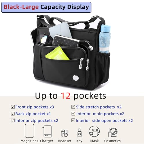 Women Shoulder Handbag Roomy Multiple Pockets Bag Ladies Crossbody Purse Fashion Tote Top Handle Satchel