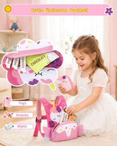 3 in 1 Toddler Harness Leash with Key Lock for Girls Cute Unicorn